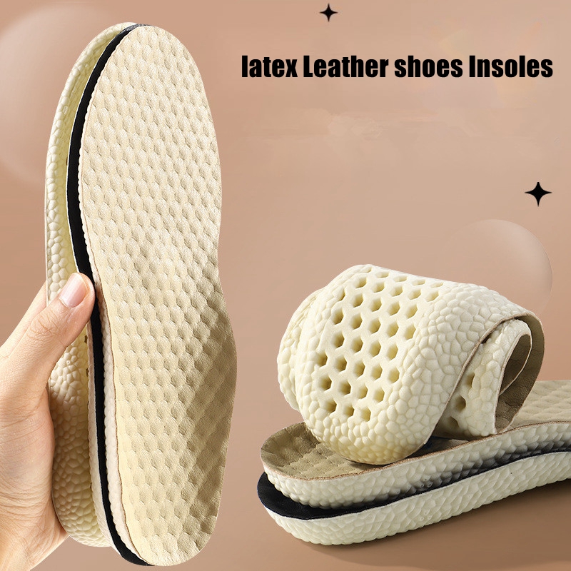 New 1 of leather shoe insoles for feet, shock absorption, leisure/sport, latex insole, non-slip pads, comfortable soft shoe sole