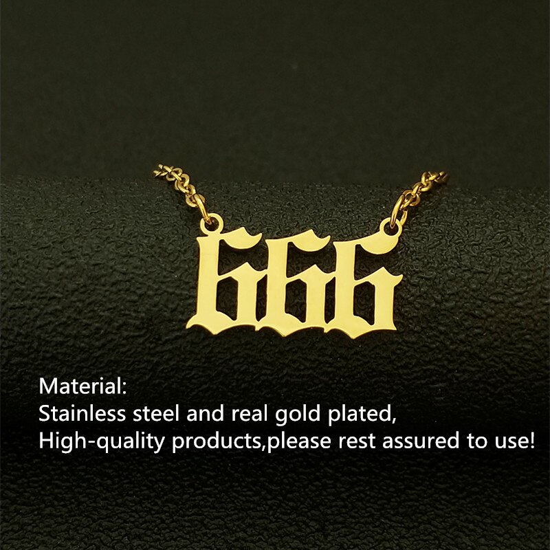 Minimalisme antal halskæder til kvinder gotiske smykker rustfrit stål 666 vedhæng venskabskæde bijoux: Guldfarve