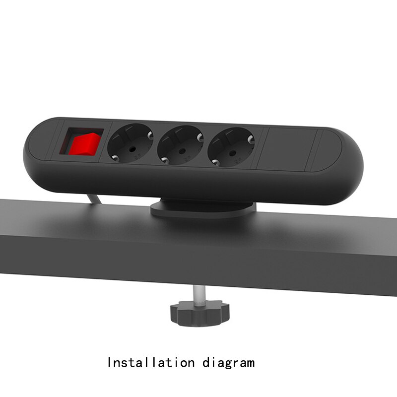 3 Outlet Oval Table clamp Socket Office Desktop Countertop Meeting Room Standard Power Socket EU Plug With Switch
