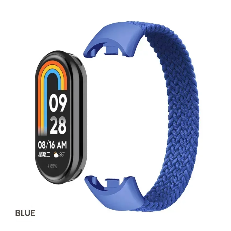 Braided Solo Loop for Xiaomi Mi Band 9 Strap Replacement accessories Elastic Nylon Watchbands correa bracelet for Miband9 8 NFC: Orange / 4 - 6.9 Inches