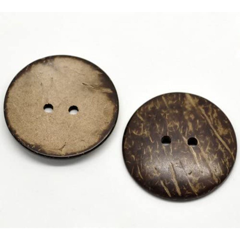 Botones de cáscara de coco gruesa, botones de 2 agujeros para manualidades, decoraciones de costura, accesorios de ropa, madera, 50 Uds.