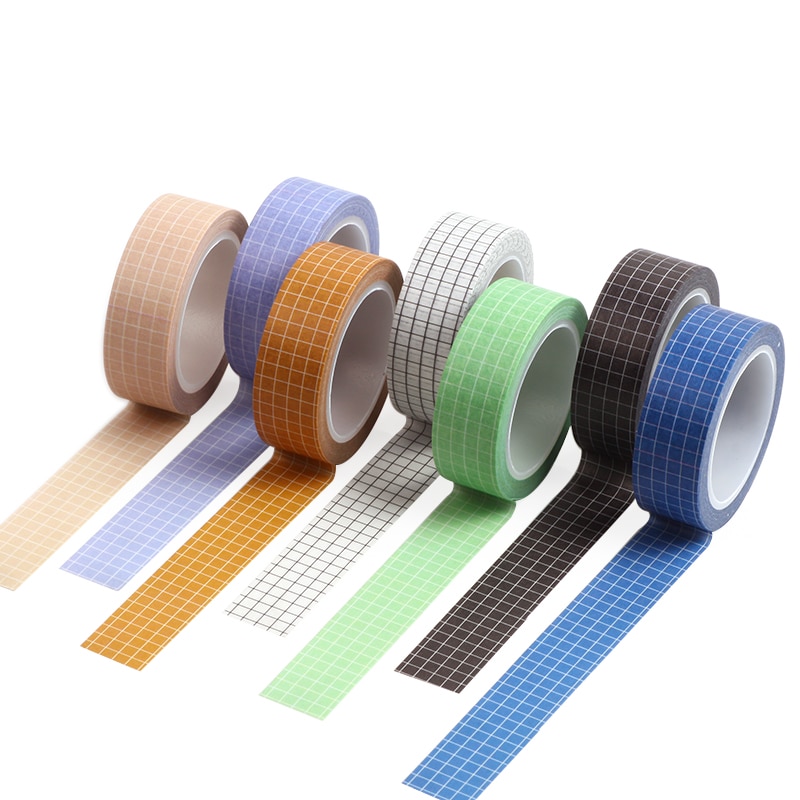 Black and White Grid Washi Tape Japanese Paper DIY Planner Masking Tape Adhesive Tapes Stickers Decorative Stationery Tapes 10M
