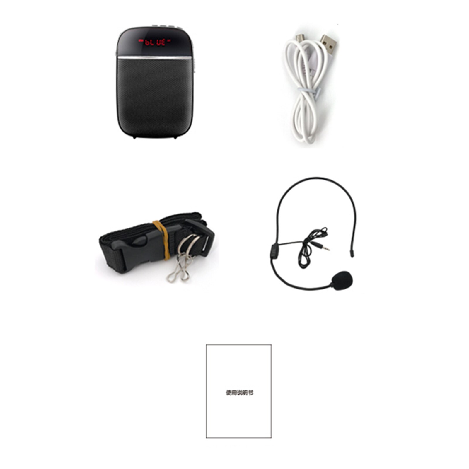 Draagbare Voice Versterker Voor Leraren Met Bedrade Microfoon Headset Tailleband Oplaadbare Bt Speaker Met Muziek Fm Tf Card