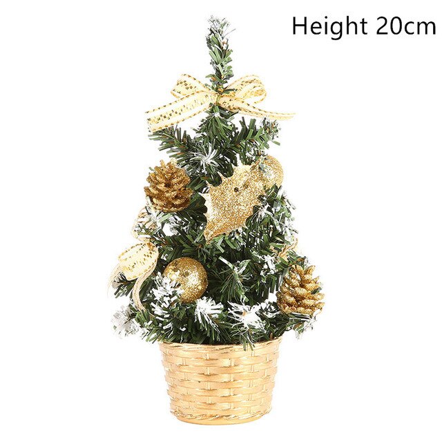 20/30/40CM Mini Table Christmas Tree LED light home Decoration Tabletop Pine Tree Xmas Tree Christmas Decoration Year: 20cm-gold