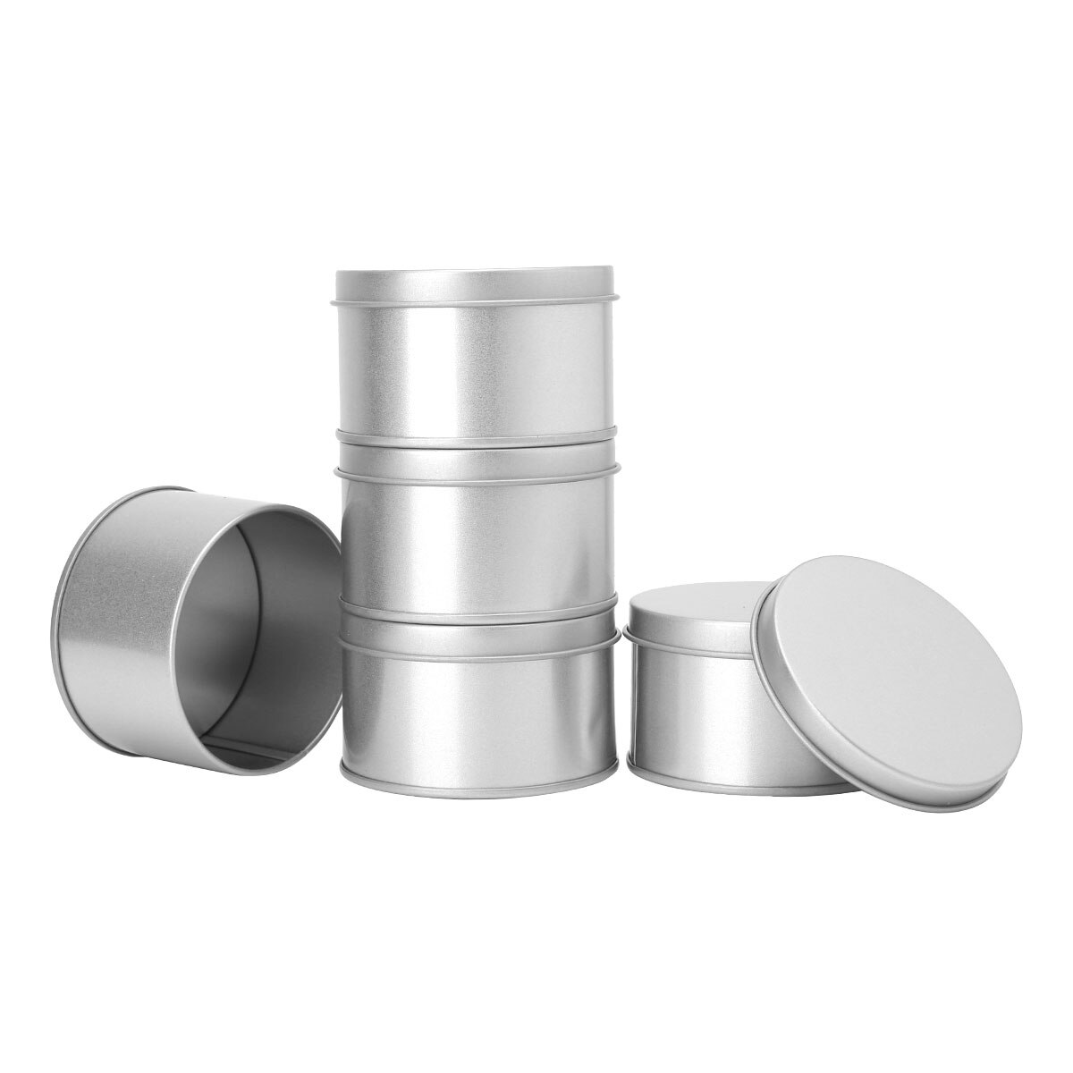 5 st diy runda metallburkar aluminiumburkar med lock resebalsam kosmetiska provbehållare ljus godis förvaringsorganisator: Silver-