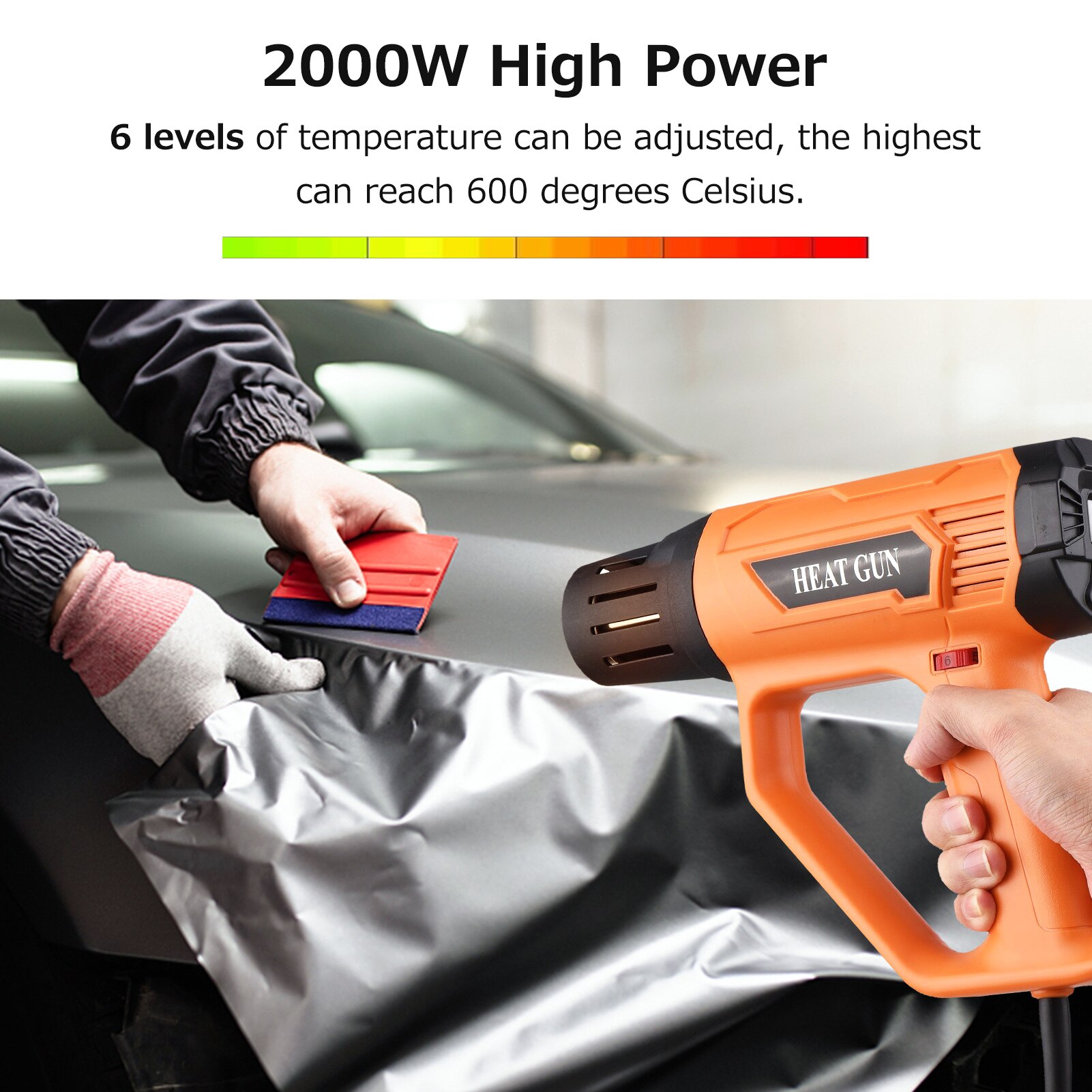 Air Blower 2000W High Power Heavy Duty Fast Electronic Digital Display Heat Gun Air Gun Handheld Air Heater