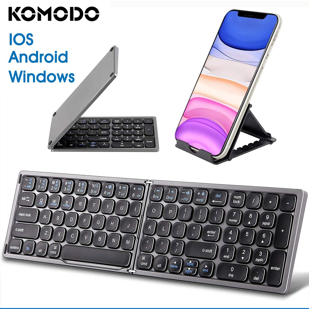 Komodo Draagbare Mini Folding Wireless Bluetooth Keyboard Met Numeriek Toetsenbord Voor Windows Android Ios Tablet Ipad Telefoon