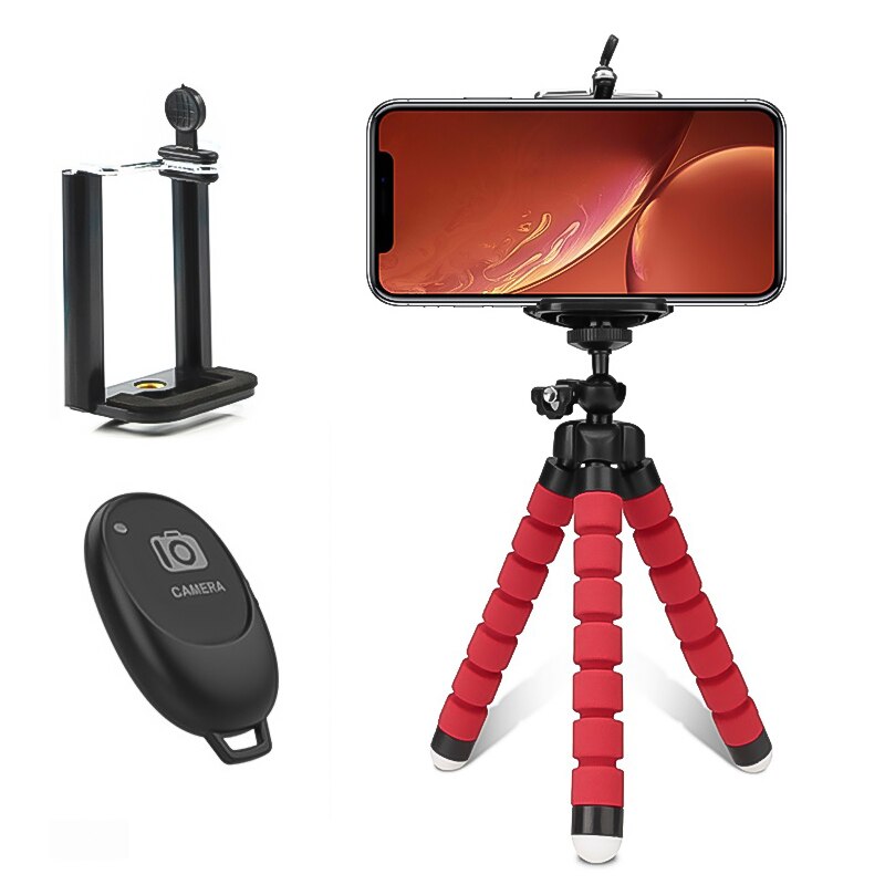 Flexible Octopus Mobile Phone Holder Tripod Stand For Smartphone Camera Bracket Bluetooth Remote Selfie Expanding Stand Mount: Red B