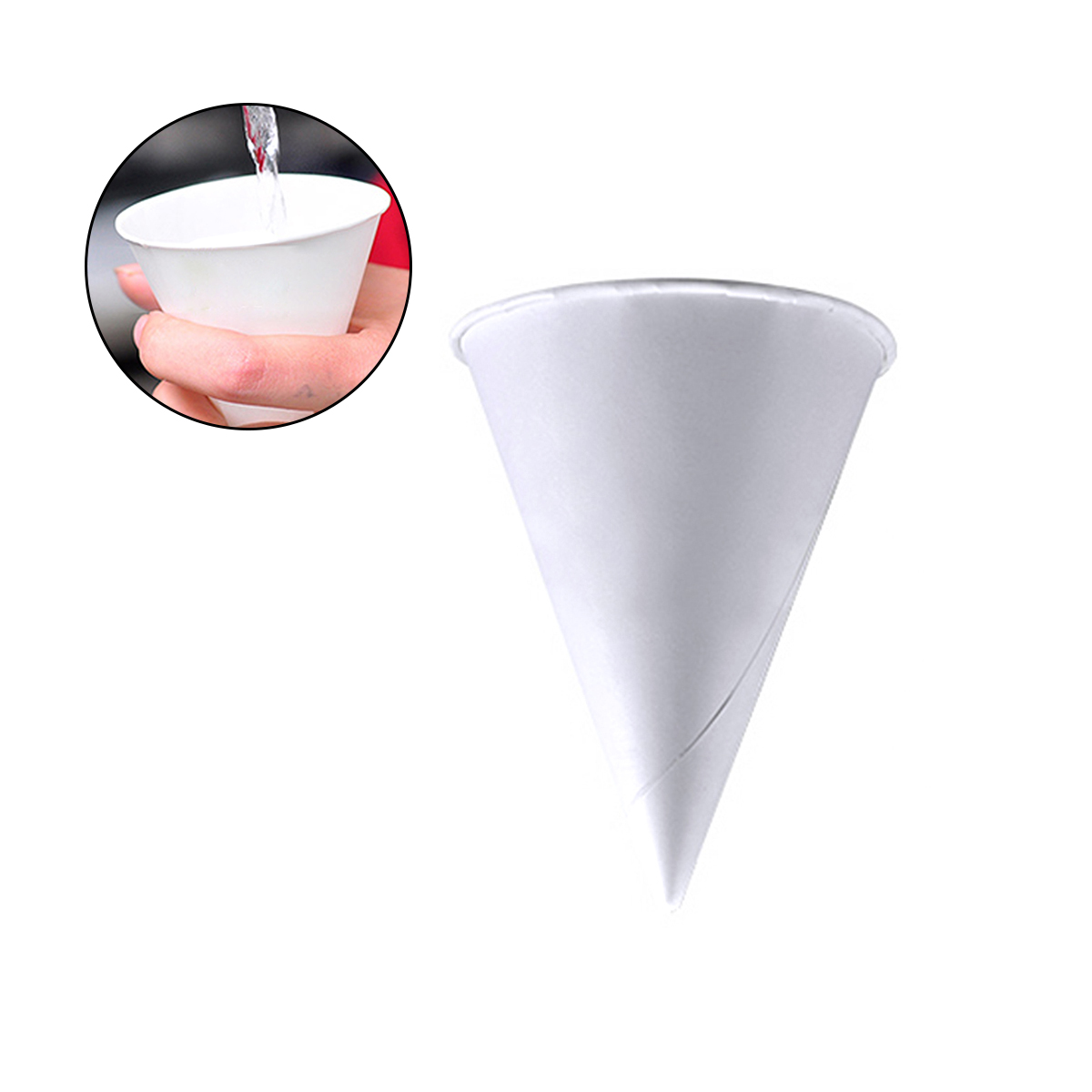 250PCS 3.7oz Disposable Cone Water Cups Paper Funnel Cups Snow Cone Cups - White