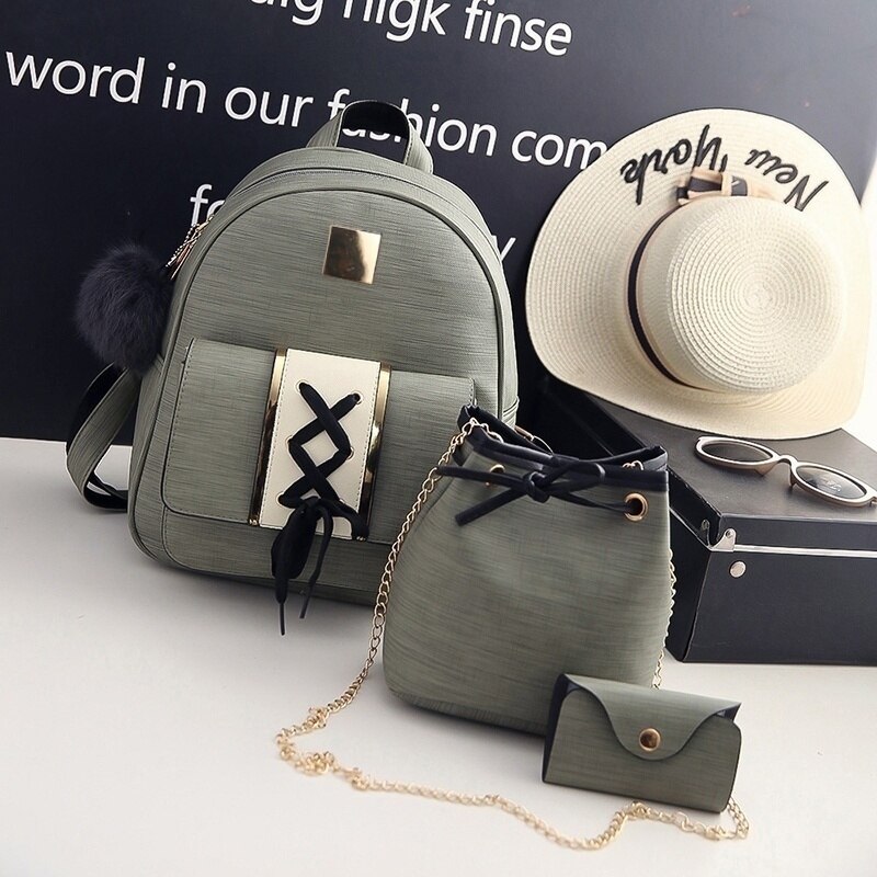 Women Backpack Girls Solid PU Leather Shoulder Mini Backpack Shoulder Bag Women Backpack Set Bag Mochila FemininaDropshipping 50