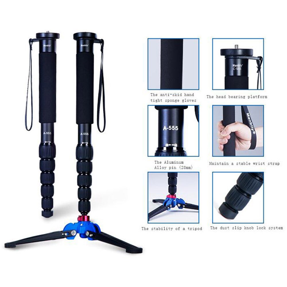 Cadiso Manbily A-555 160cm 63inch Aluminum Travel Monopod Mini Tripod Unipod Stick Ball head M2 Base for DSLR Camera