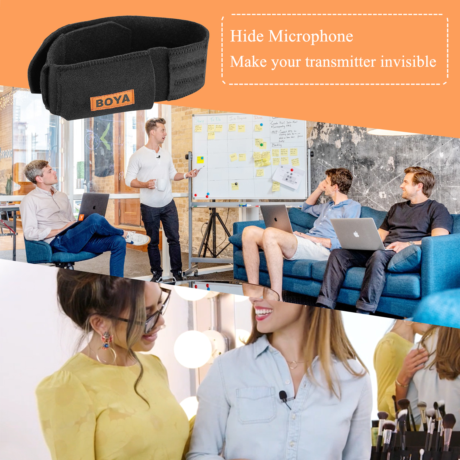 BOYA za pomocą-MB2 profesjonalne 610mm podwójne pasy zestaw Bodypack przewoźnik pasy robić ukrywania bezprzewodowy mikrofon kondensujący nadajnik