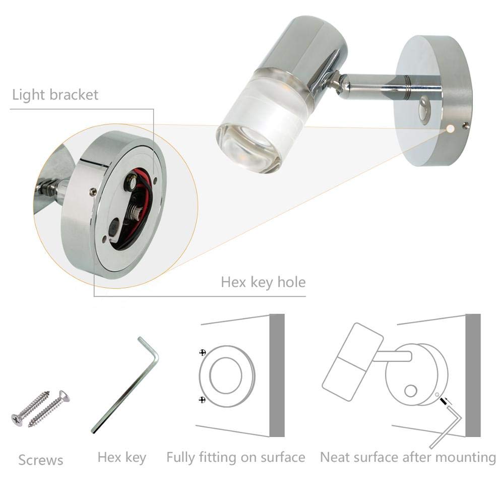 Adjustable 12/24V LED Caravan Spot Reading Light Touch Switch RV Camper Interior Light Car Lamp