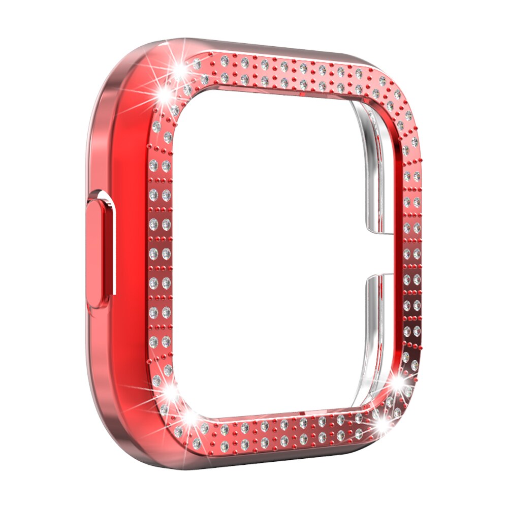1Pc Diamond Watch Case Plating Pc Beschermende Shell Bumper Beschermende Casefor Fitbit Versa 2 Smart Horloge Accessoires: red