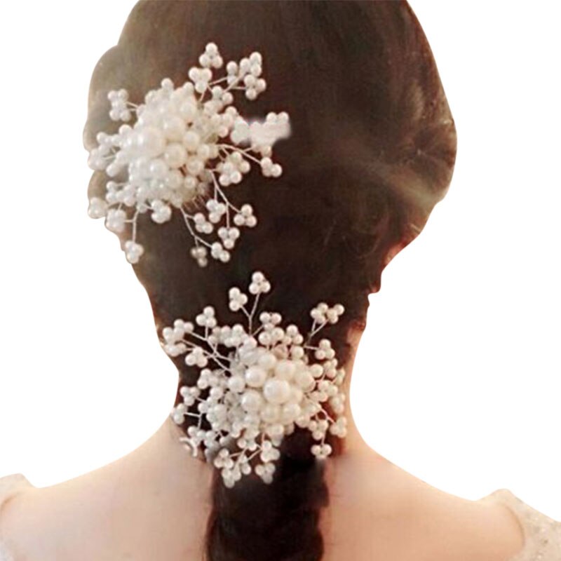 FORSEVEN, 1 pieza, peines de cristal con perla roja para mujeres, joyería para novia, Tiaras para el pelo, joyería para el pelo, accesorios nupciales para el cabello JL: White 1pc