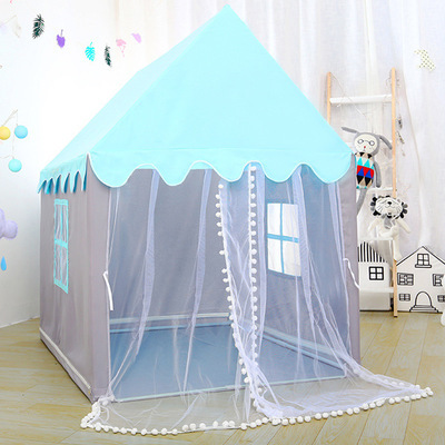 Grote Kinderen Tenten Tipi Baby Speelhuis Kind Speelgoed Tent 1.35M Wigwam Vouwen Meisjes Roze Prinses Kasteel Kind Kamer decor: blue