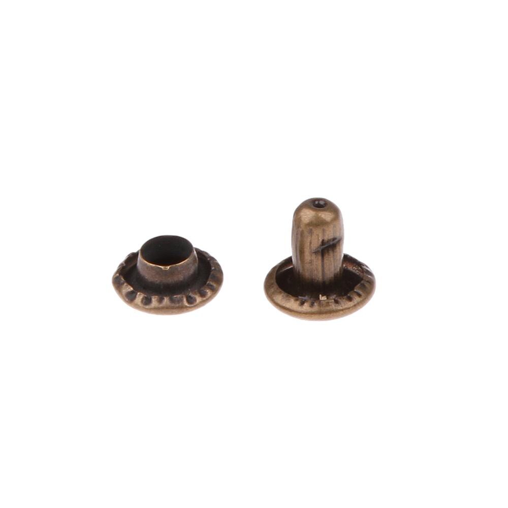 50 Stuks Ronde Double Cap Koperen Klinknagels Studs 6X7 Mm Voor Jean Pant Antiek Messing Kleur