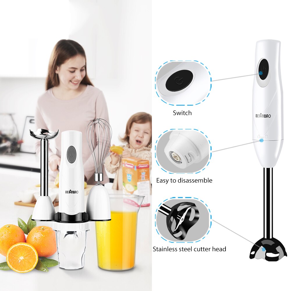 Hand Blender Electric Kitchen Portable Food Processor Mixer Juicer Multi Function Quick Cooking Baby Food Maker 150W