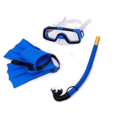 3 Pz/lotto Bambini silicone boccaglio Maschera Nuotare Immersione Subacquea Maschere Subacquee Snorkeling Immersioni Pinne impostato per Bambini Attrezzatura Subacquea: Blu