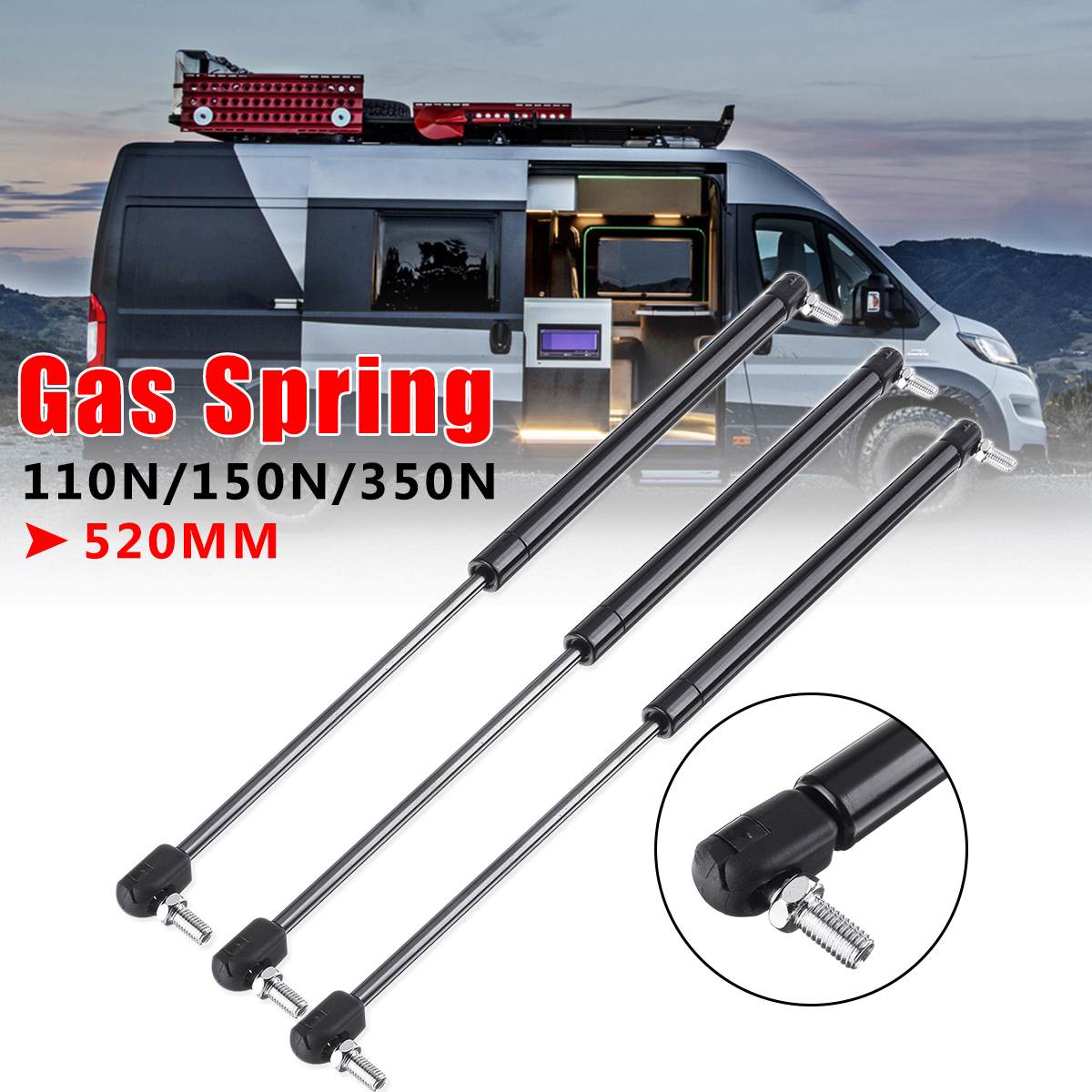 520mm Car Gas Spring Support Struts M8 Shaft For R... – Grandado
