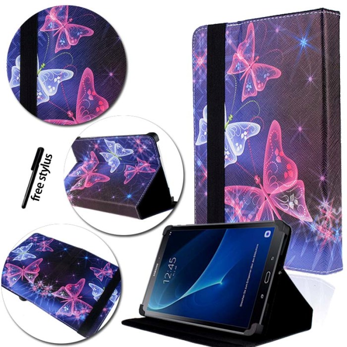 KK&LL para Samsung Galaxy Tab A A6 7,0 T280 T285 )-Funda de cuero para Tablet inteligente: purple butterfly