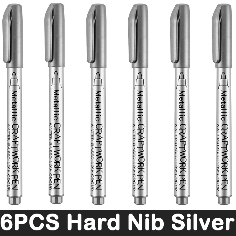 3/6 stuks metallic penseelmarkers in goud- en zilverkleur, permanente markers voor manga-knutselwerkjes en schoolbenodigdheden.: Roze