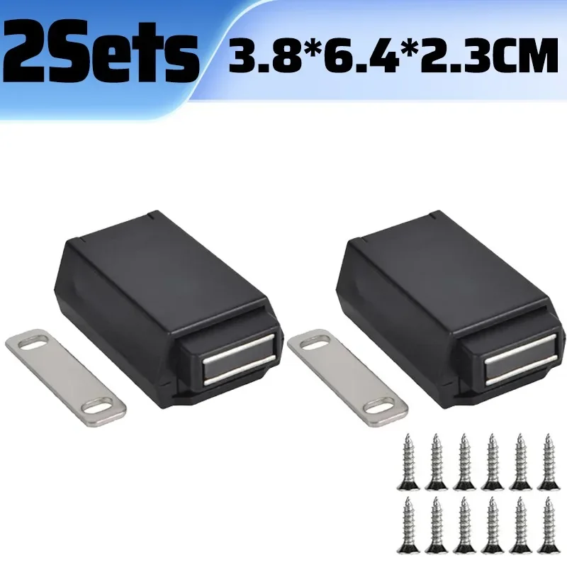 1/4set Magneet Kastdeur Uitsmijter Garderobe Vangsten Meubeldeur Stopt Zware Push Onzichtbare Lade Magneet Lock hardware: Zwart/goud