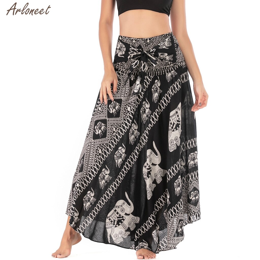 Vrouwen Lange Hippie Bohemian Gypsy Boho Bloemen Elastische Taille Bloemen Halter Rok Vrouwen Casual Rok Kleding Mode Zomer: Black 03