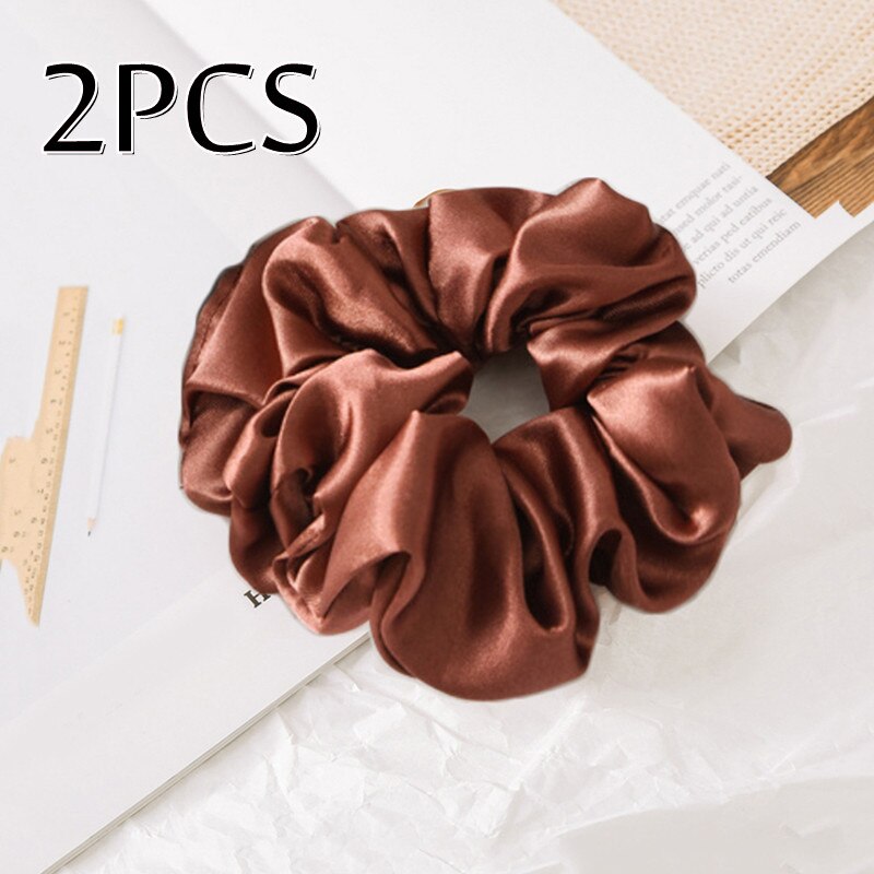 Oversized Scrunchies Grote Rubber Hair Ties Elastische Haarbanden Girs Paardenstaart Houder Glad Satijn Chouchou Vrouwen Haar Accessoires: C3-2PCS