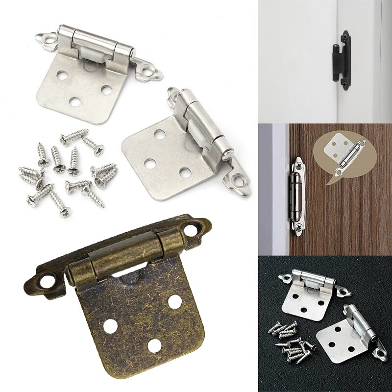 2PCS Steel American Self Closing Spring Cabinet Hinge Overlay Cabinet Door Hinges Flush Cabinet Hinges