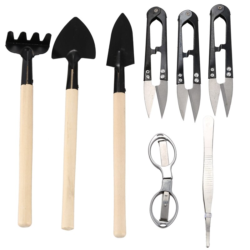 AYHF-bonsaï outils 8 pièces ensemble jardin plante outils pour la taille des plantes d'intérieur-comprend sécateur, ciseaux pliants, Mini pince à épiler