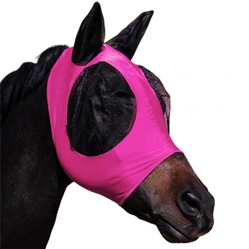 Mascarilla antimosquitos de malla transpirable, ligera y cómoda para la cabeza de caballo, con orejas, máscara de mosca de caballo con cubierta Nasal, cuidado de caballo: Rosa