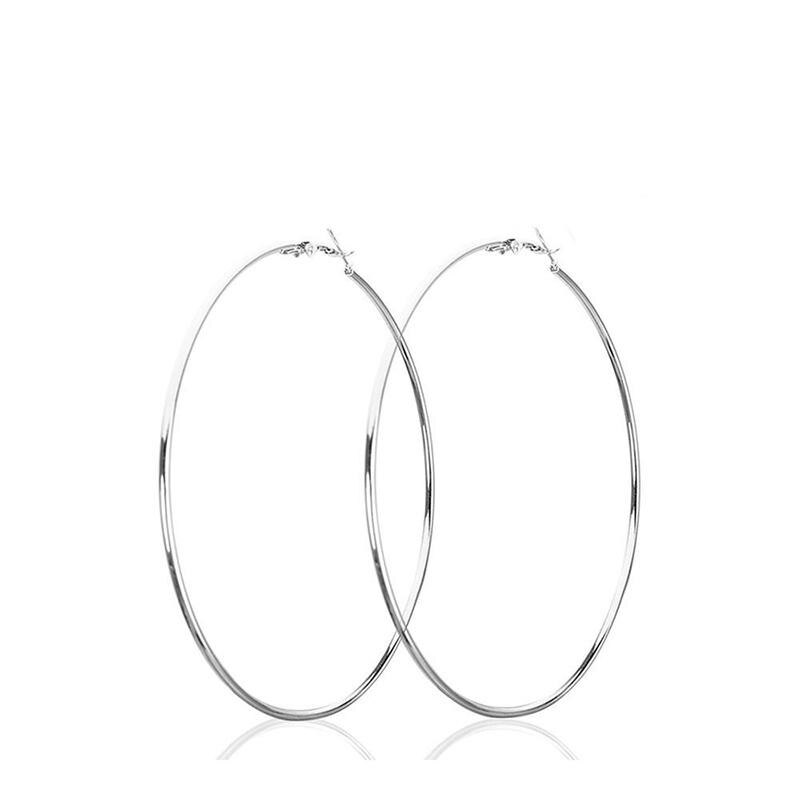 30mm 40mm 50mm 60mm grande, suave círculo pendientes Brincos Simple gran ronda pendientes de bucle para la joyería de las mujeres