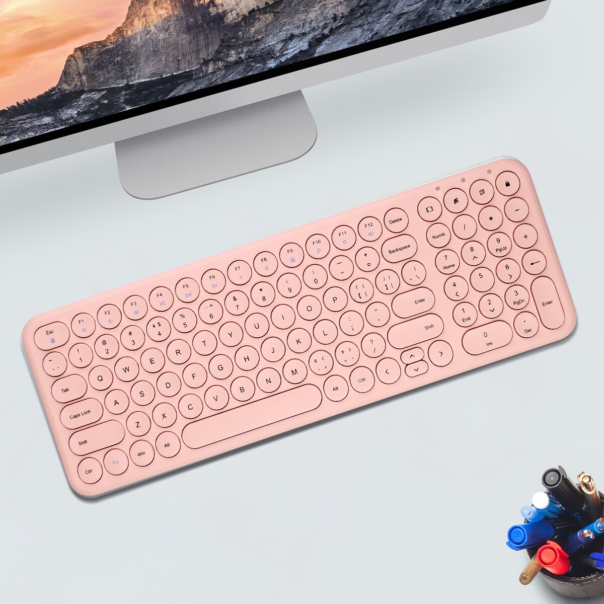 2.4G Wireless Rechargeable Gaming Keyboard And Mouse Keyboard Gaming Mouse For Macbook PC Gamer Computer Laptop Keyboard: Pink Keyboard