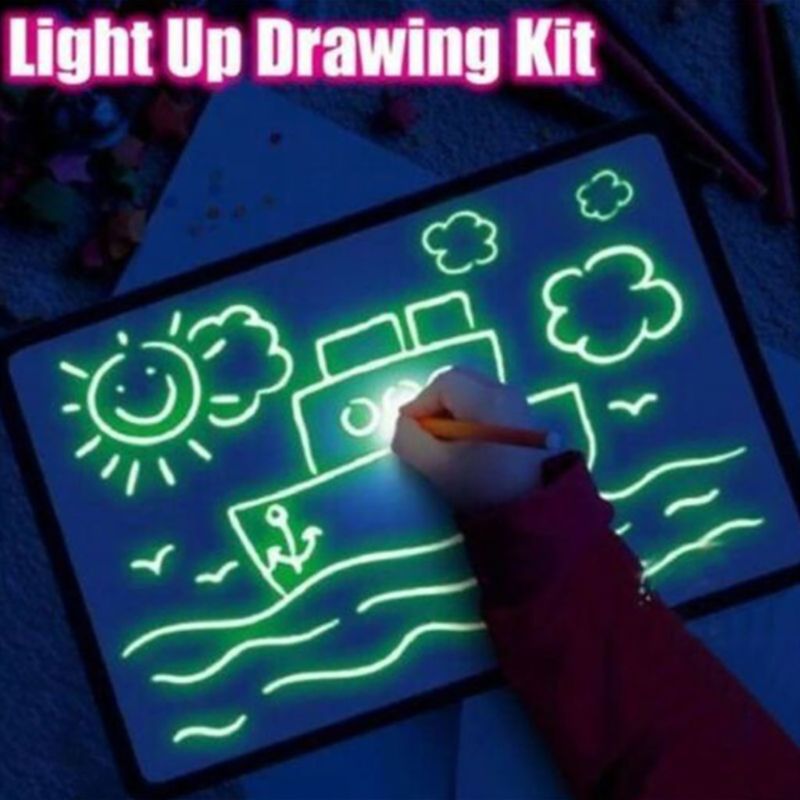 Bambini Fluorescente Tavolo da disegno Magico Disegnare con la Luce Divertimento Lo Sviluppo di Regalo Del Giocattolo