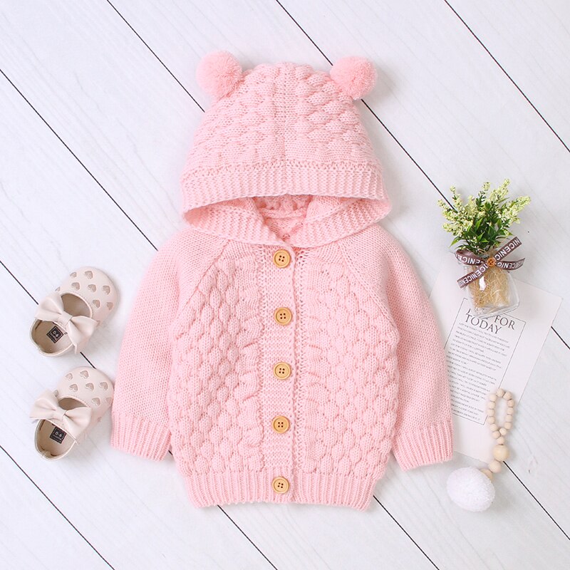 Newest Children Kids Autumn Baby Boy Girl Cotton Plush Ball Sweater Outerwear Coat Clothes: P / 24M