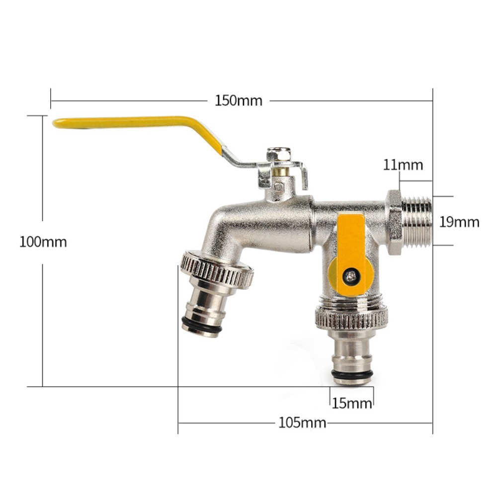 Joli de vanne d'arrosage de jardin à double tête, robinet d'évier en alliage fileté, accessoire de machine à laver: WHITE