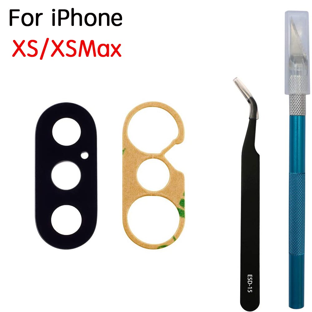 Achter Back Camera Glas Lens Cover Voor Iphone 6 6S 6SP 7 7P 8 Plus X Xr Xs 11 12 Pro Max Met Lijm En Reparatie Tools: XS XSMax