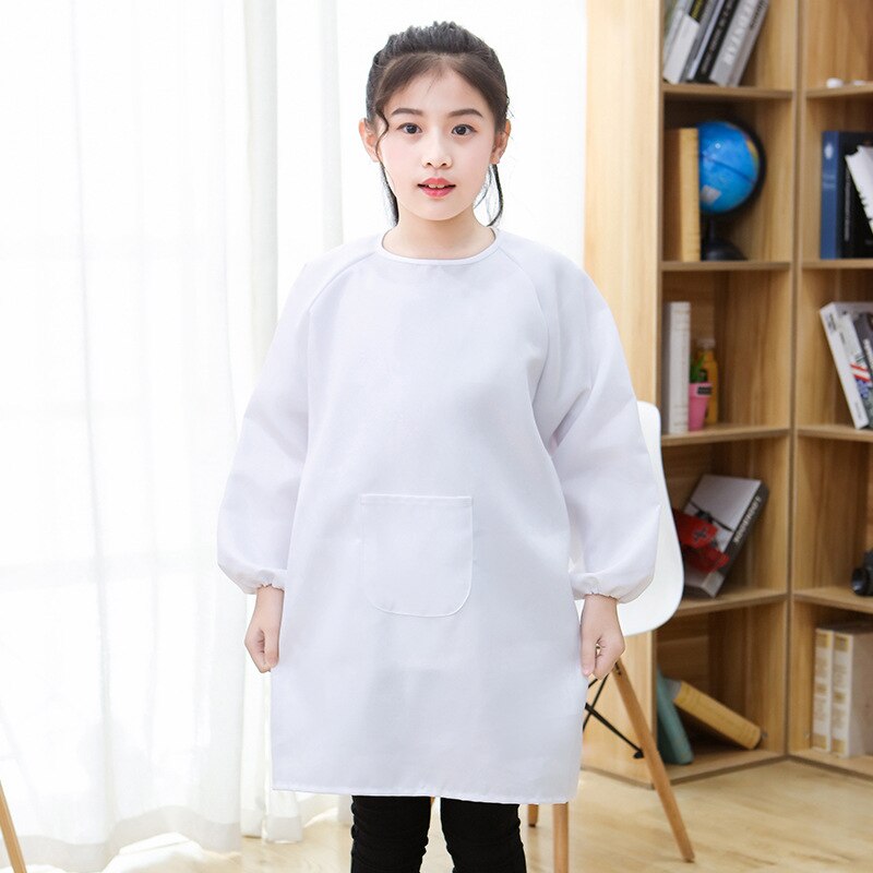 Children's Painting Drawing Clothes Polyester Breathable Smock Kindergarten Kids Long-Sleeve Aprons Print Logo
