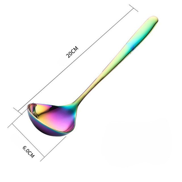 Long Handle Stainless Steel Spoon Dessert Rice Soup Spoon Teaspoon Cooking Spoons Kitchen Accessories Home Silverware Gadgets: Multicolor