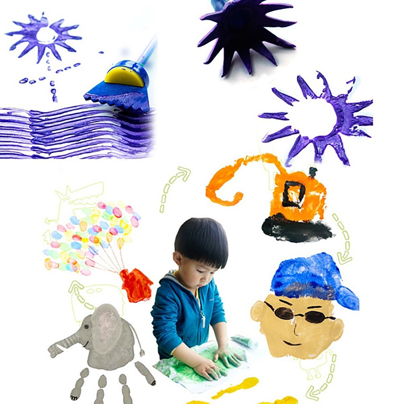 DIY Children Painting Foam Sponge Brushes Kit With Apron Crafts Kits Kids Early Art Education Learning Drawing Tool Kit