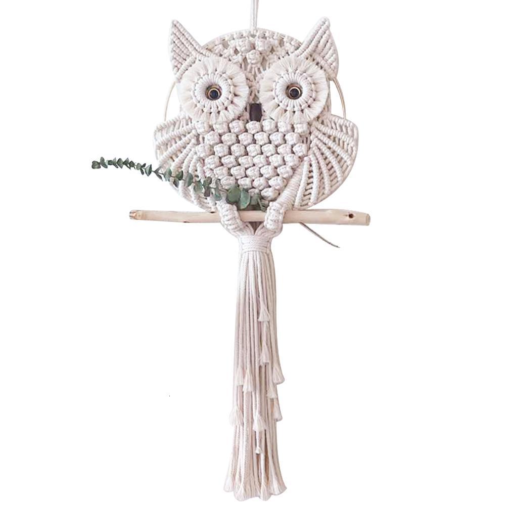 Novedosos búhos atrapasueños macramé de algodón para colgar en la pared borlas hechas a mano atrapasueños decoración del hogar 15/30cm: 30cm