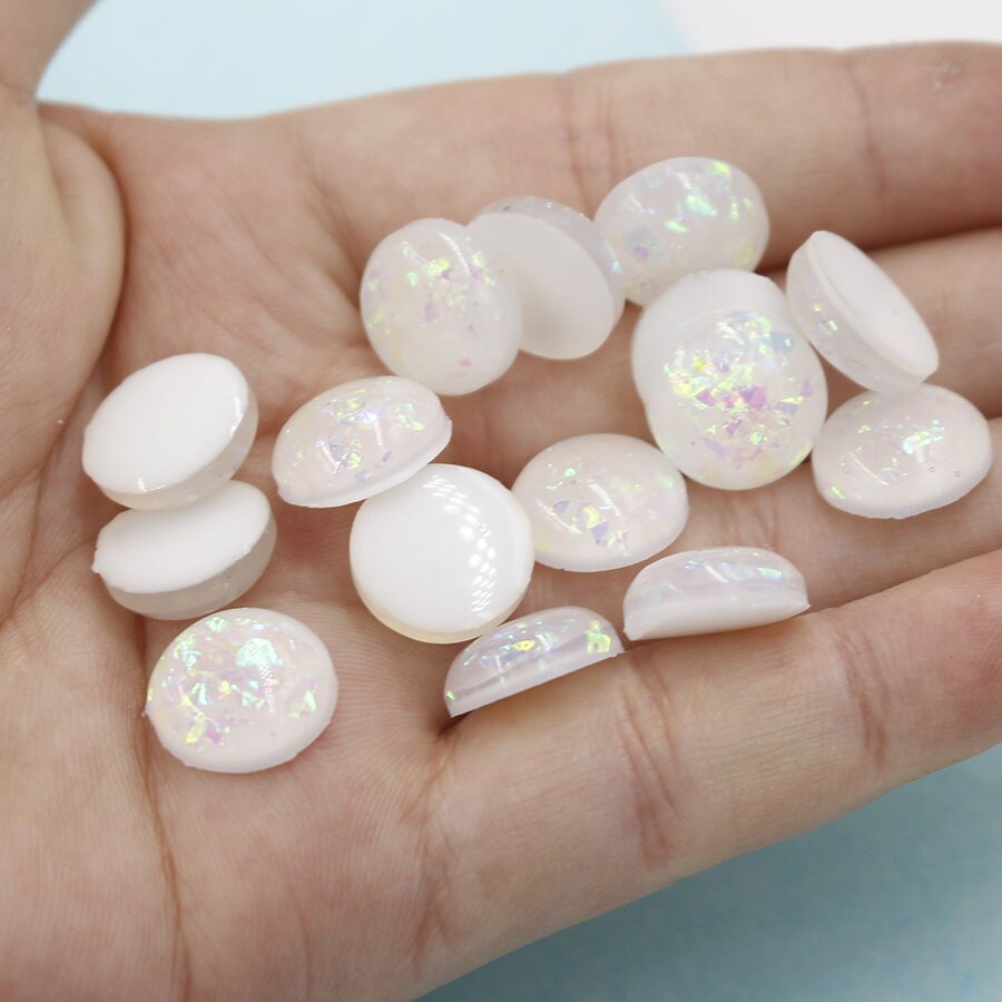 12 mm 50 stk flatback harpiks opal sten prikket runde rhinestones cabochons perler flad ryg harpiks til gør-det-selv øreringe/hårdekoration: 1