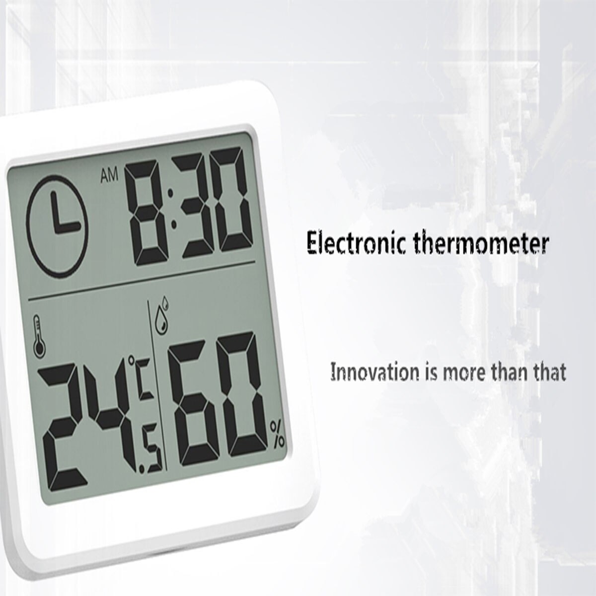 Multifunction Thermometer Hygrometer Automatic Electronic Temperature Humidity Monitor Clock 3.2inch 0.9cm Thinner LCD Screen