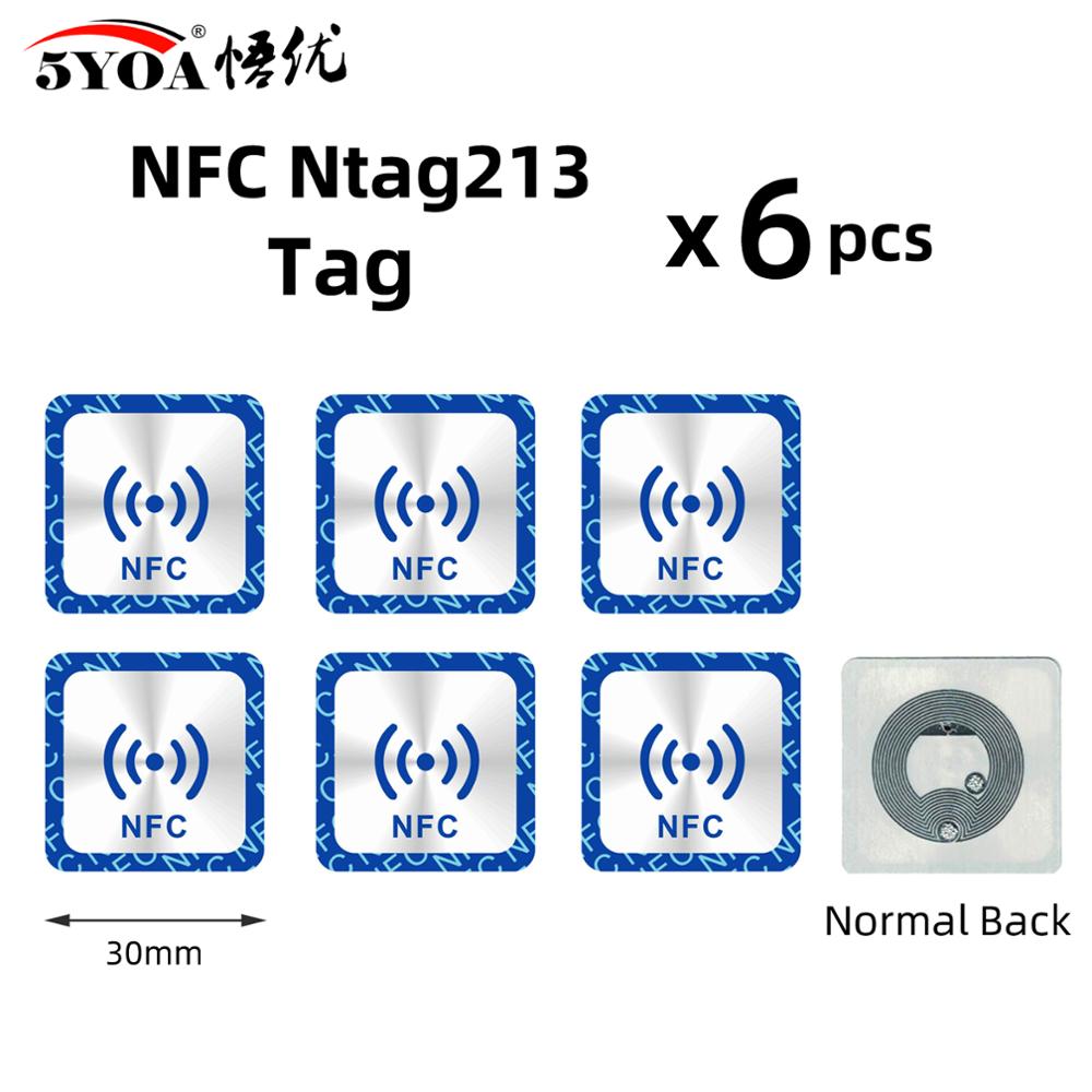 6 stk / lot nfc tags klistermærker nfc 213 anti metal rfid metallisk klæbemærkat klistermærke universal lable nfc 213 tag til alle nfc telefoner: Normal type