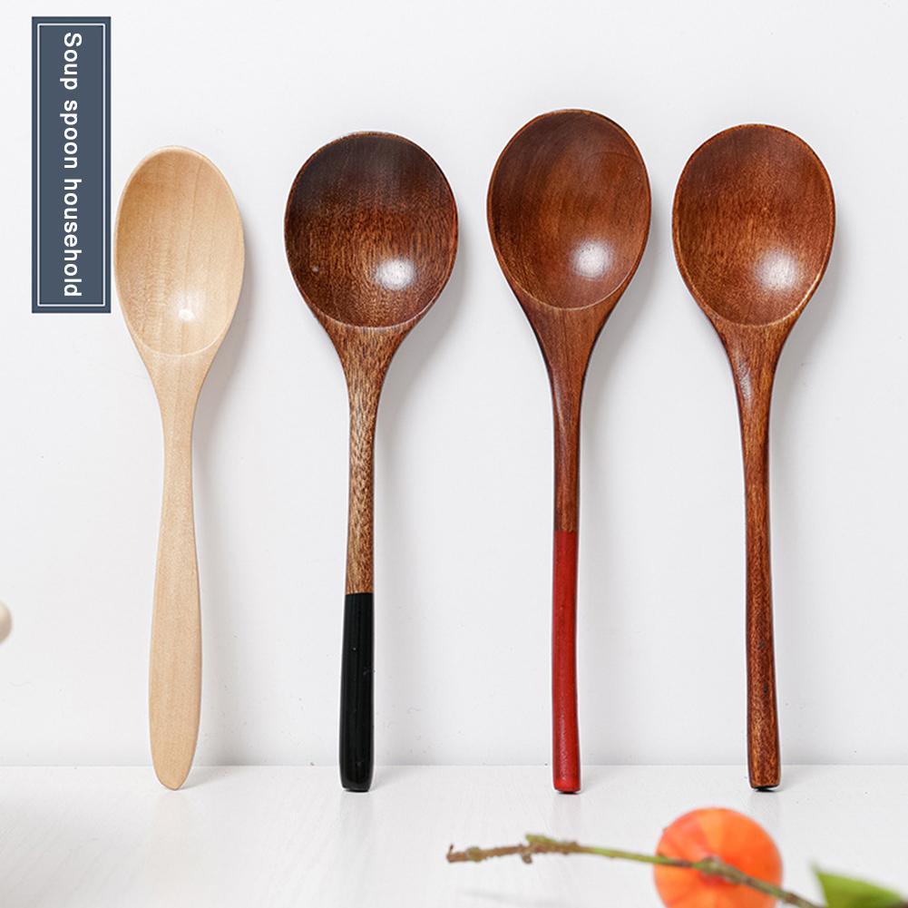 Japanese Style Long-handled Soup Spoon Household Wooden Ramen Spoon Kitchen Accessories Gadgets