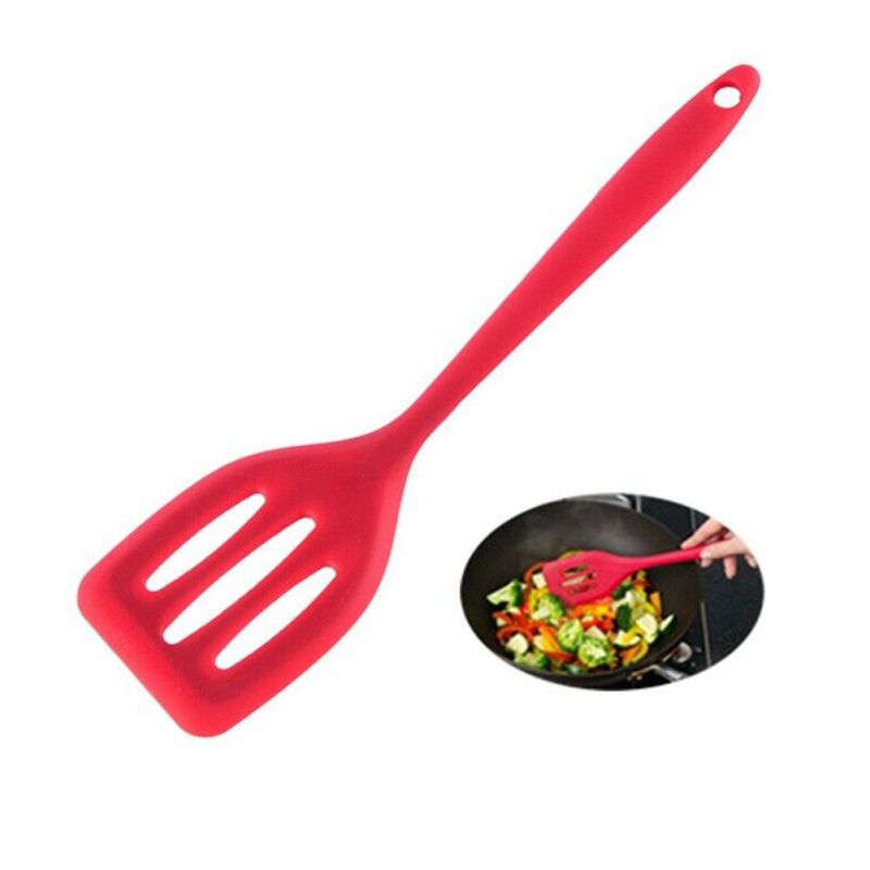1Pcs Food Grade Kitchen Utensils Baking Tools Drain Shovel Leaking All-inclusive Handle Integrated Silicone Leak Shovel BBQ Tool
