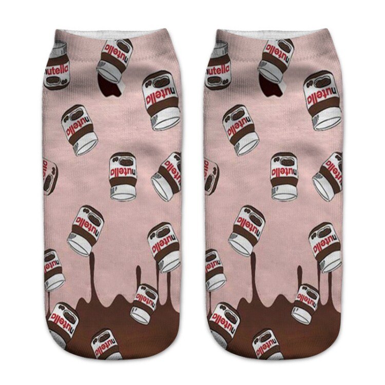Nutella Pizza Buger Print Casual Stijl Print Type 3D Sokken Mannen Vrouwen Sokken Vrouwelijke Korte Sok: 2
