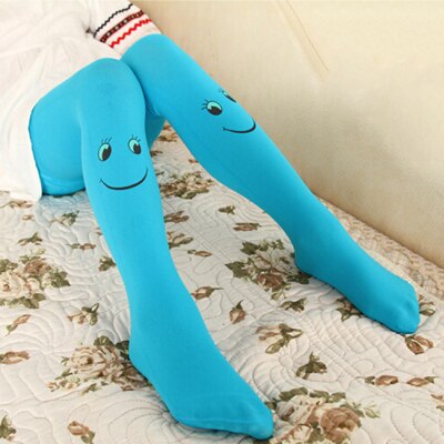 Collants d&#39;automne à motif Smiley pour filles de 3 à 8 ans, pantalons imprimés Smiley, 11 couleurs, 904970: sky blue