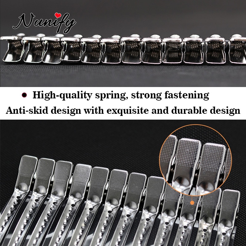 Nunify 12 stk frisør sølv sektion klemmer hårspænder legeret plast pro frisør hårnåle klippe salon hår værktøj